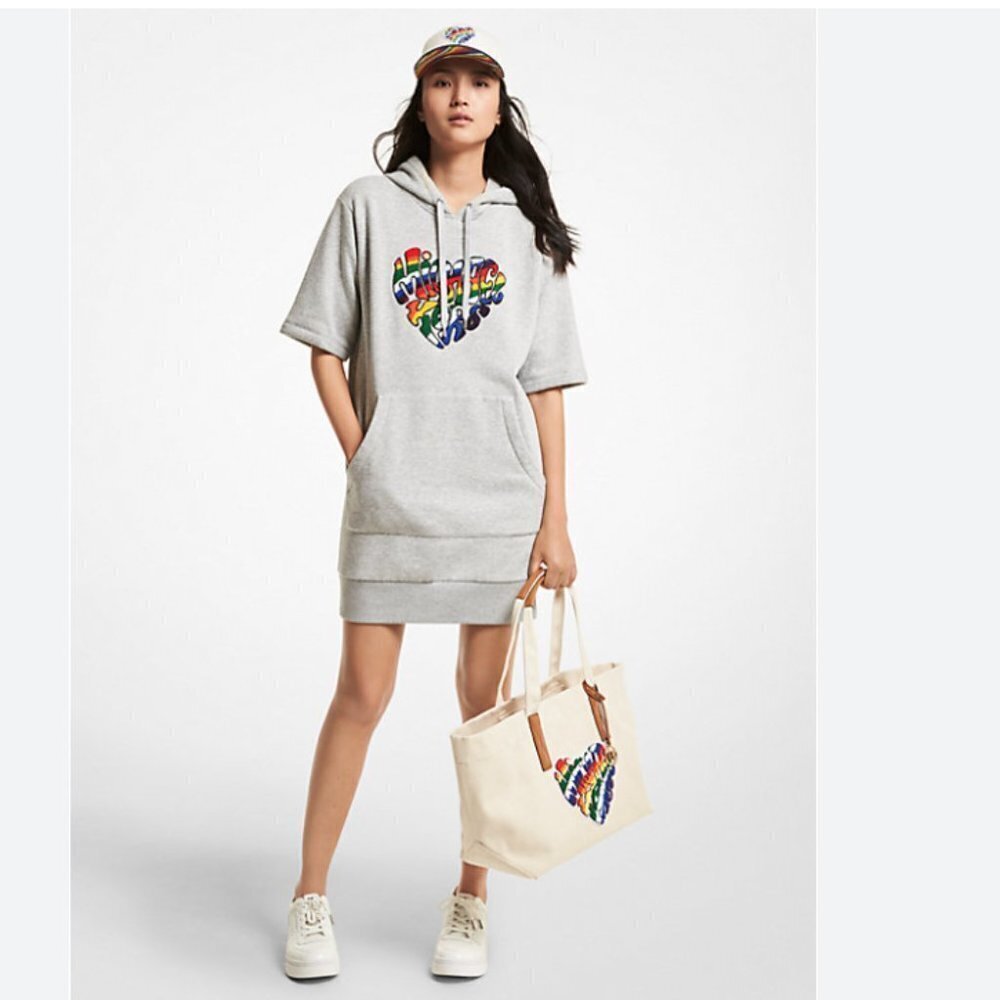 MICHAEL Michael Kors Gray Mini Dress with Rainbow Heart